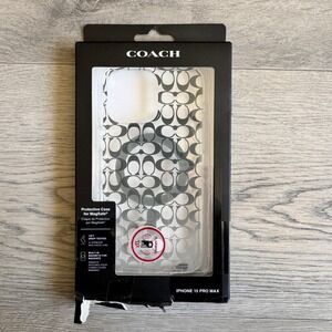 Coach for iPhone 15 Pro Max Case MagSafe Signature C Monogram Clear Gray